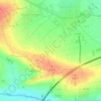 Topografische kaart Rohracker, hoogte, reliëf