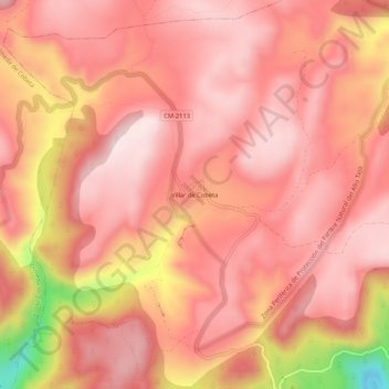 Topografische kaart Villar de Cobeta, hoogte, reliëf