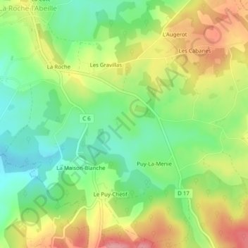 Topografische kaart Charneuve, hoogte, reliëf