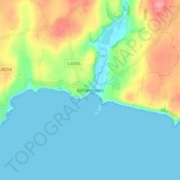 Topografische kaart Annestown, hoogte, reliëf
