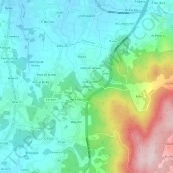 Topografische kaart Constenla, hoogte, reliëf