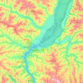 Topografische kaart Pedro, hoogte, reliëf