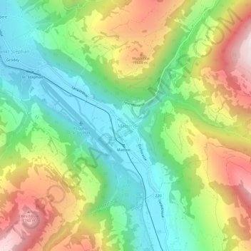 Topografische kaart Matten, hoogte, reliëf