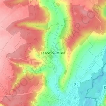 Topografische kaart Le Mesnil-Milon, hoogte, reliëf