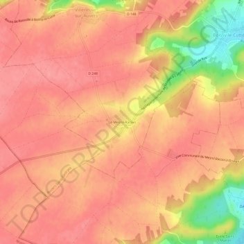 Topografische kaart Le Mesnil-Racoin, hoogte, reliëf