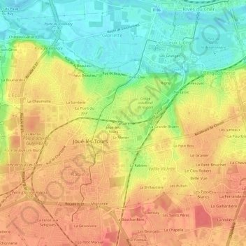 Topografische kaart La Gare, hoogte, reliëf