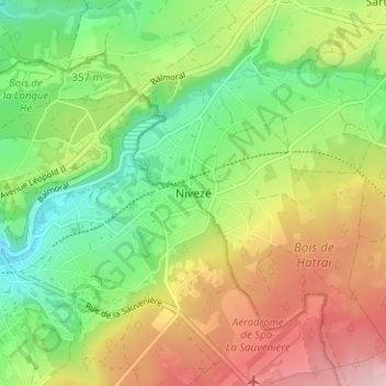 Topografische kaart Nivezé, hoogte, reliëf