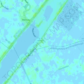 Topografische kaart Suspension Bridge, hoogte, reliëf