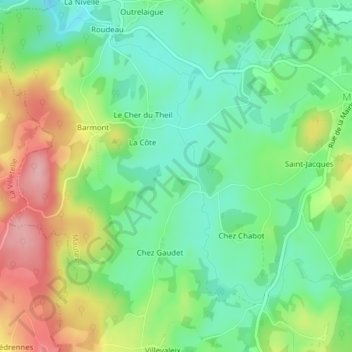 Topografische kaart Bagnole, hoogte, reliëf