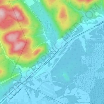 Topografische kaart Cross Point Station, hoogte, reliëf