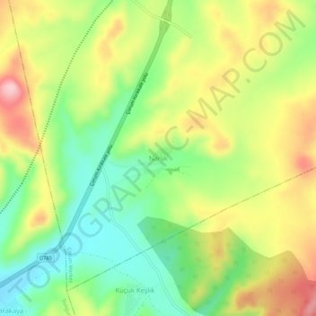 Topografische kaart Narlık, hoogte, reliëf