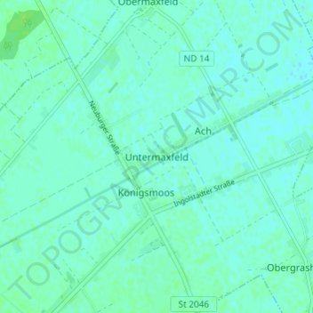Topografische kaart Untermaxfeld, hoogte, reliëf