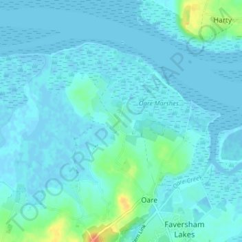 Topografische kaart Uplees, hoogte, reliëf