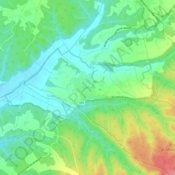 Topografische kaart Staffoli, hoogte, reliëf