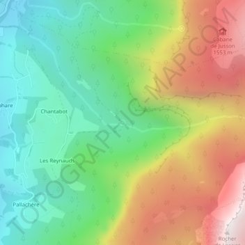 Topografische kaart Les Trois Fontaines, hoogte, reliëf