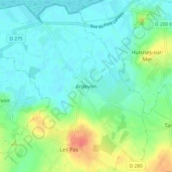 Topografische kaart Ardevon, hoogte, reliëf