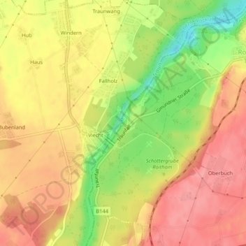 Topografische kaart Traunfall, hoogte, reliëf