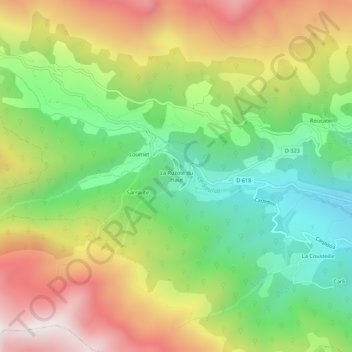 Topografische kaart La Ruzole du Haut, hoogte, reliëf