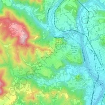 Topografische kaart Castellgalí, hoogte, reliëf