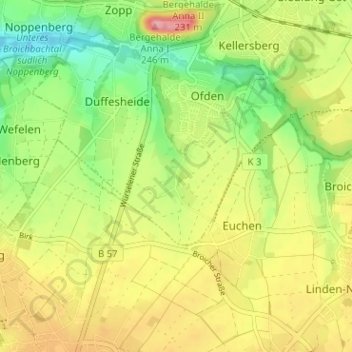 Topografische kaart Schleibach, hoogte, reliëf