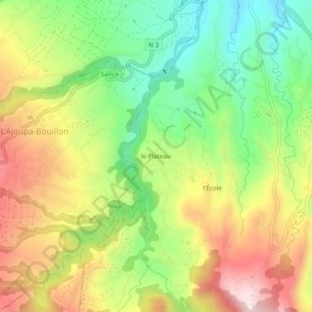 Topografische kaart le Plateau, hoogte, reliëf