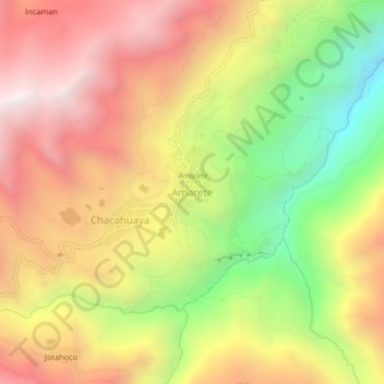 Topografische kaart Amarete, hoogte, reliëf