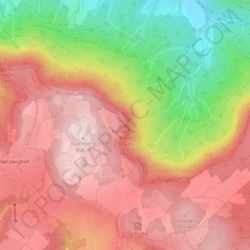 Topografische kaart Hangender Stein, hoogte, reliëf