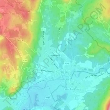 Topografische kaart Les Échelets, hoogte, reliëf