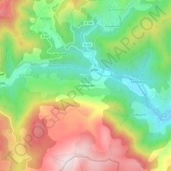Topografische kaart Lambrusquière, hoogte, reliëf