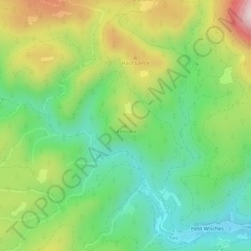 Topografische kaart la Hoube, hoogte, reliëf