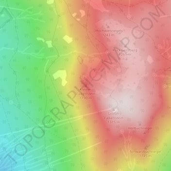 Topografische kaart Kleiner Falkenstein, hoogte, reliëf