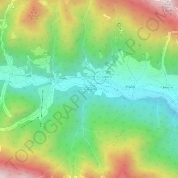 Topografische kaart Pradumbli, hoogte, reliëf