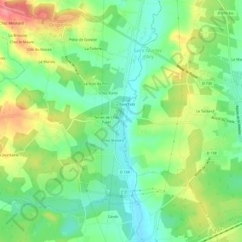 Topografische kaart Félit, hoogte, reliëf