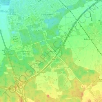 Topografische kaart Waldbrunn, hoogte, reliëf
