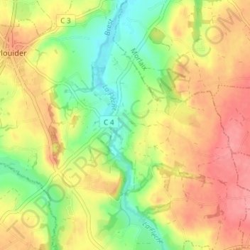 Topografische kaart Meinvor, hoogte, reliëf