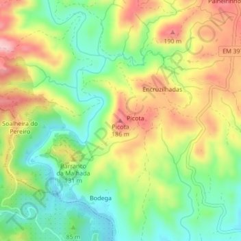 Topografische kaart Picota, hoogte, reliëf