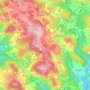 Topografische kaart Langfirling, hoogte, reliëf