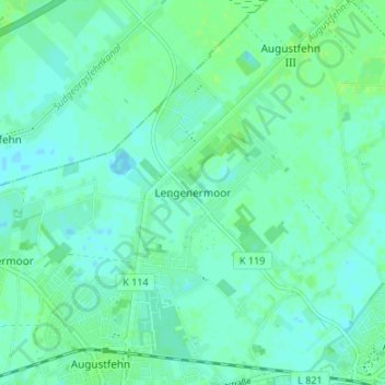 Topografische kaart Lengenermoor, hoogte, reliëf