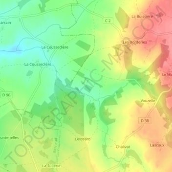 Topografische kaart Les Fades, hoogte, reliëf
