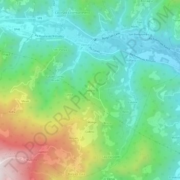 Topografische kaart Quaglia, hoogte, reliëf