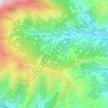 Topografische kaart Boscomare, hoogte, reliëf