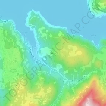 Topografische kaart Eddyville, hoogte, reliëf