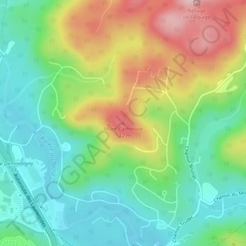 Topografische kaart Mont Catherine, hoogte, reliëf