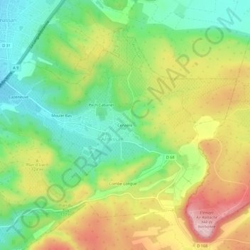 Topografische kaart Cervière, hoogte, reliëf