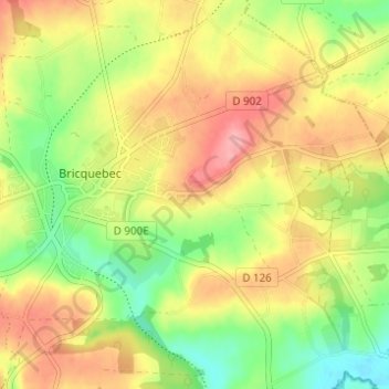 Topografische kaart Le Melleret, hoogte, reliëf