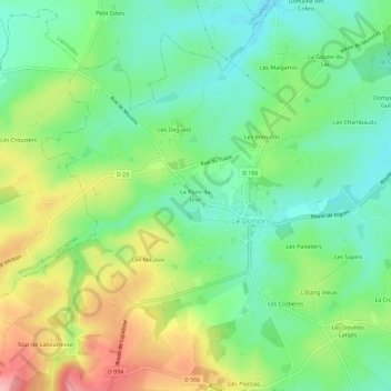 Topografische kaart Le Point du Jour, hoogte, reliëf