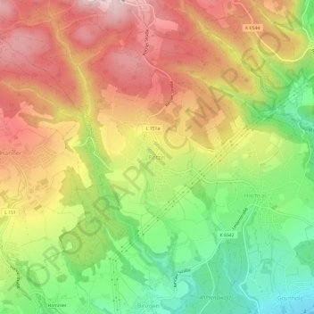 Topografische kaart Rotzel, hoogte, reliëf