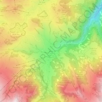 Topografische kaart Saltria, hoogte, reliëf