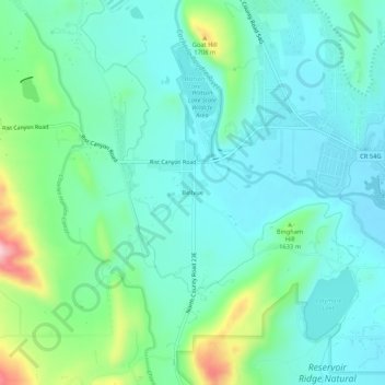 Topografische kaart Bellvue, hoogte, reliëf
