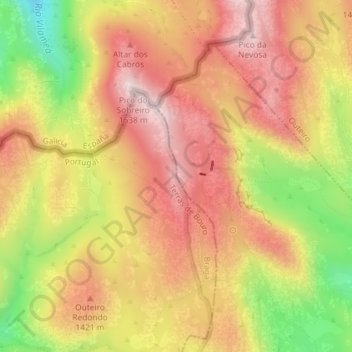 Topografische kaart Carris, hoogte, reliëf